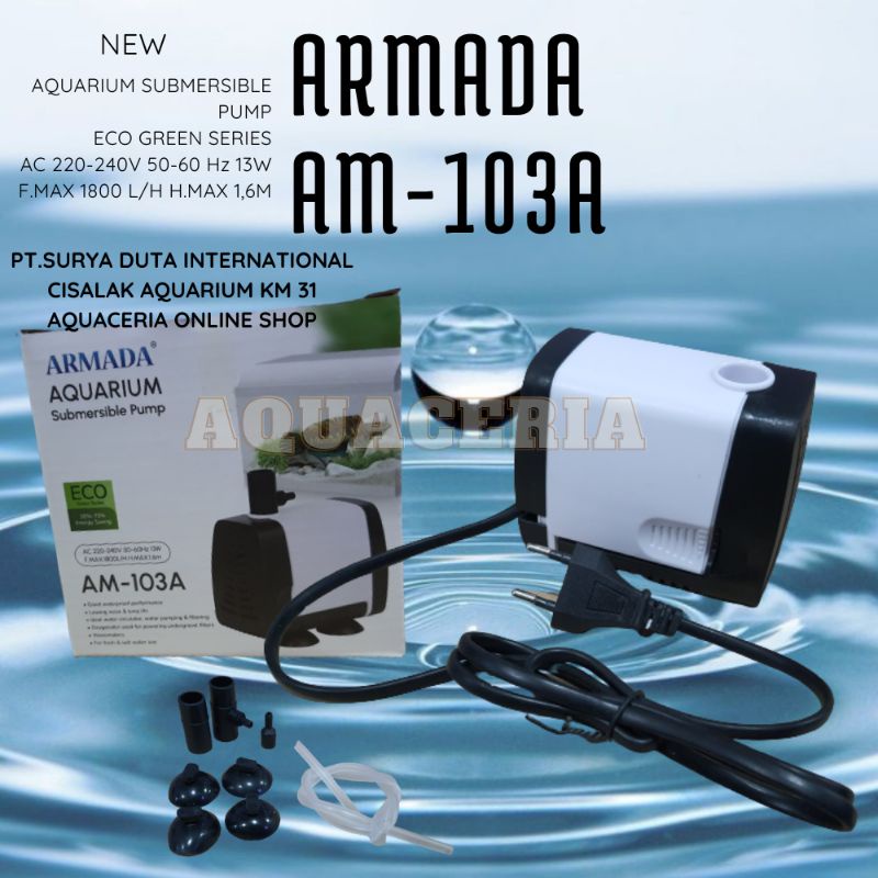 Pompa celup Aquarium kolam ARMADA AM-103A Mesin Pompa Air high Quality 1800 L/H