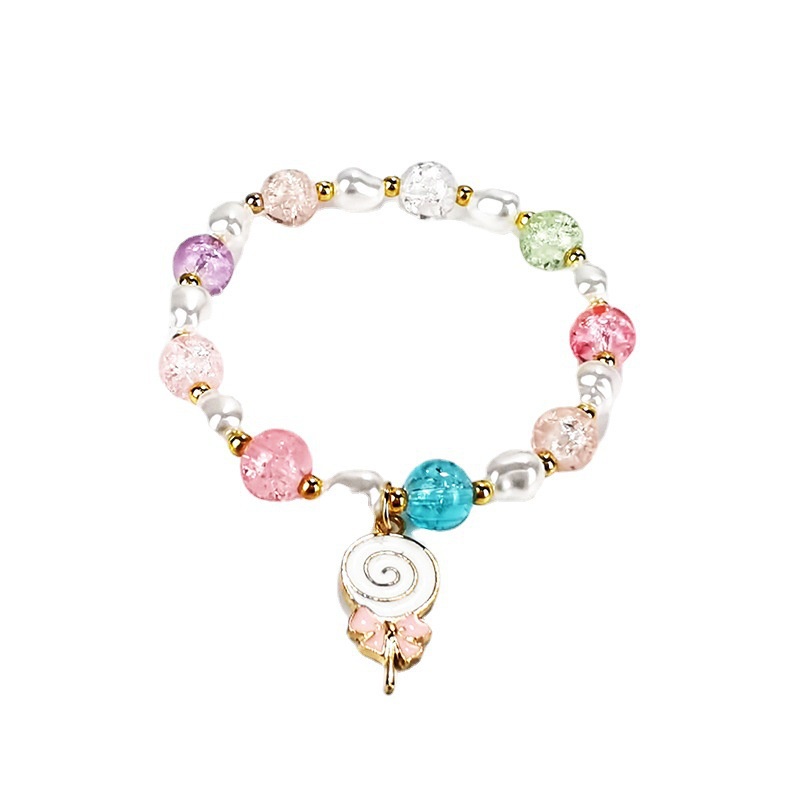 Gelang Kristal Popcorn Warna-Warni Bahan Stainless Steel Untuk Wanita