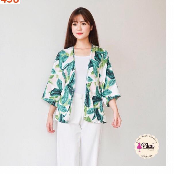 DNA 1316 Cardigan satin wanita murah / kimono wanita / cardigan panjang bunga / cardigan pantai summ
