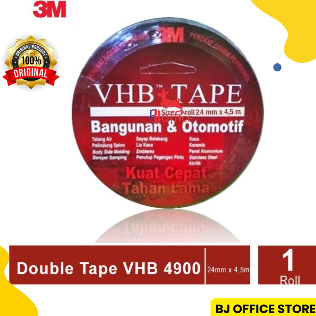 

3M VHB Double Tape Automotive 4900 Ukuran 24mm x 4.5m - Merah