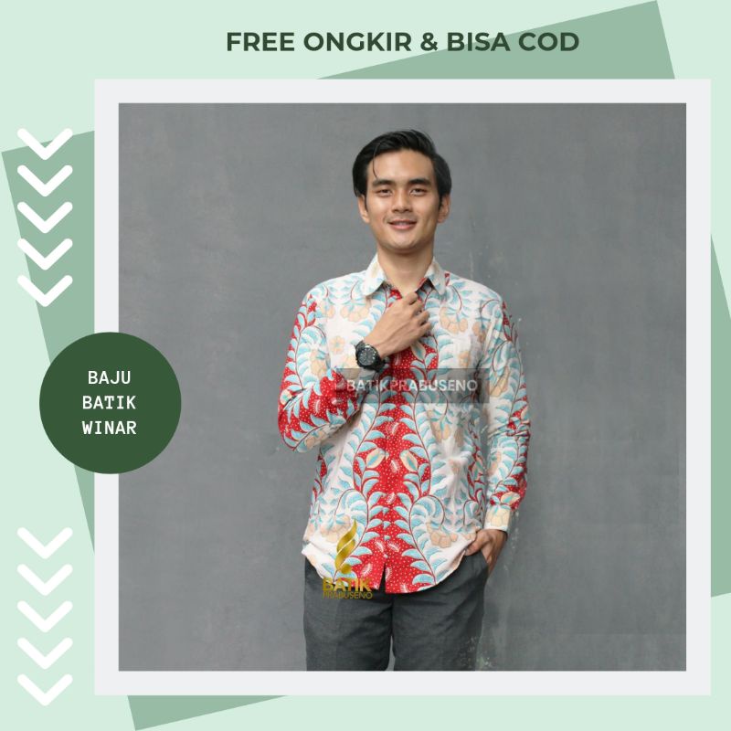 New Arrival Distro Batik Pria Motif Tirtamaya Sogan Batik Prabuseno Hem Pria Lengan Panjang Baju Ata