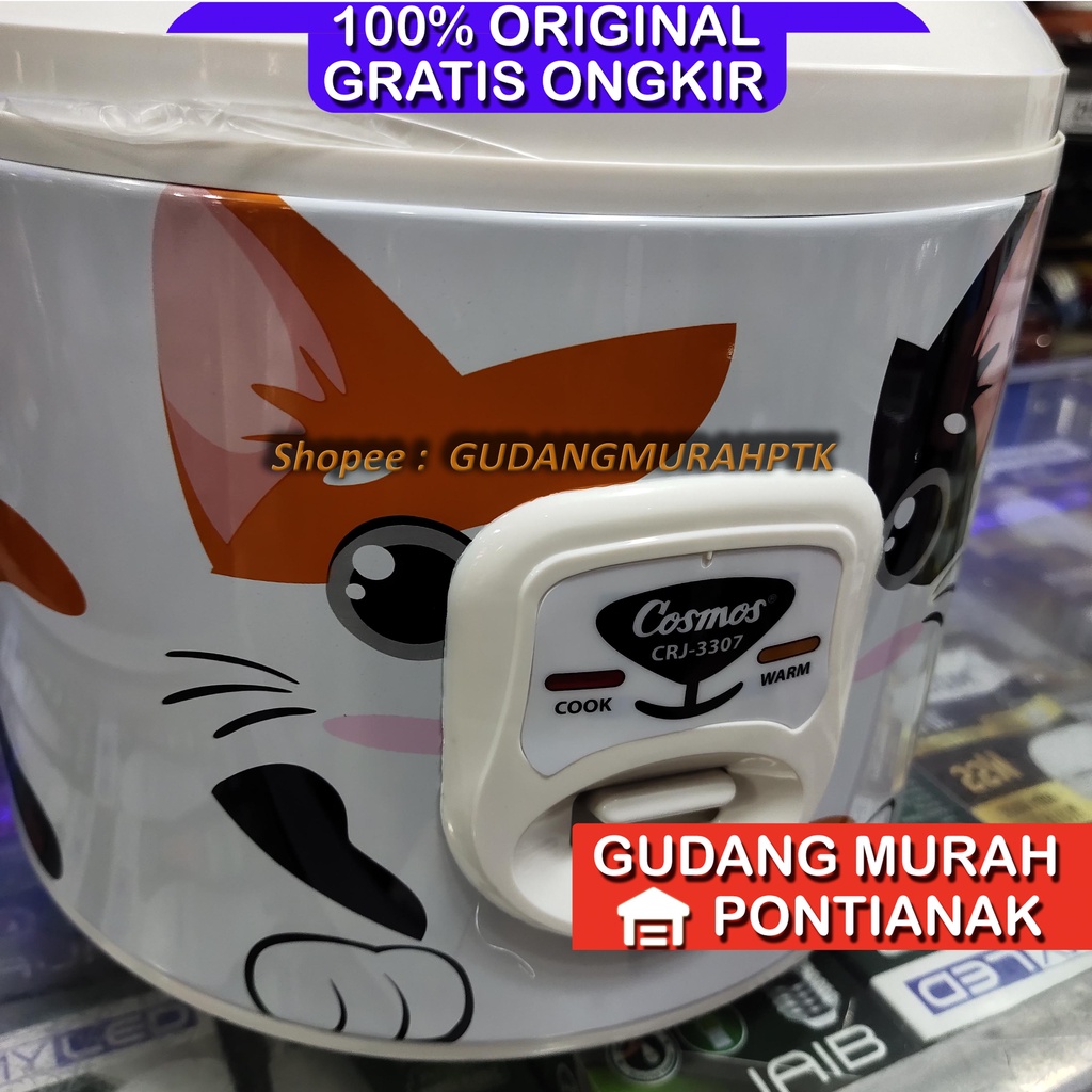 Rice Cooker Cosmos CRJ-3307 Motif Kucing Magic com Penanak Nasi - Fabelia