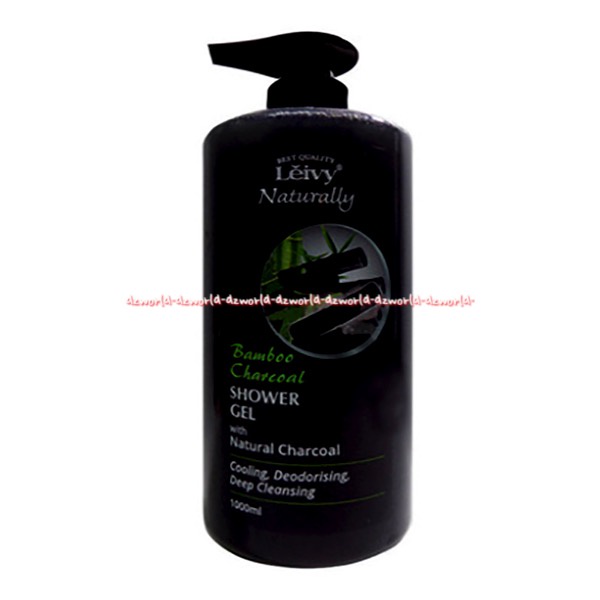 Leivy Naturally Bamboo Charcoal 1L Shower Gel Natural Charcoal Sabun Mandi Arang Hitam Cooling Deodorising Mengjilang Jerawat Punggung 1 Litter Leivi