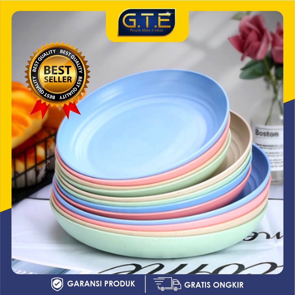 GTE | Piring Makan Saji | 20 dan 25 cm Round Plate Piring Saji | Ramah Lingkungan | Mangkok Wheat Straw Bowl | Pring makan bahan Jerami