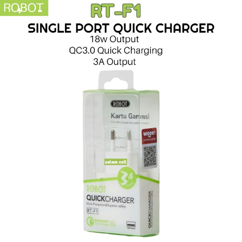 Charger HP ROBOT RT-F1 18W Quick Charger 3A Original ROBOT RTF1 Garansi Resmi