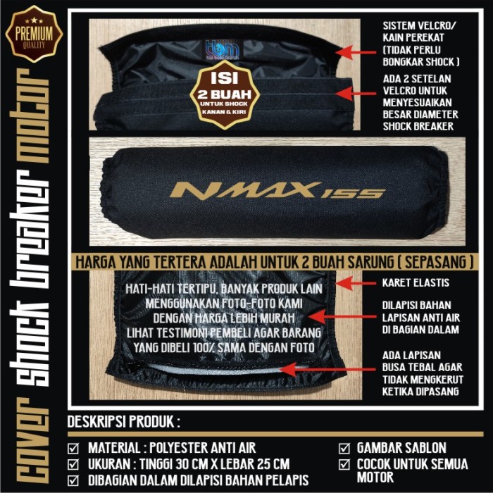 READY MURAH SARUNG PELINDUNG COVER SOKBREKER SHOCK BREAKER BELAKANG MOTOR NMAX - NMAX 155, Gold