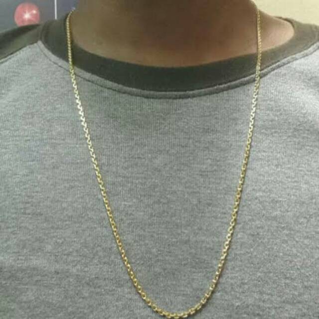 Sepuhan 24k,  lapis emas 24k and kristal kalung rantai 2 suku