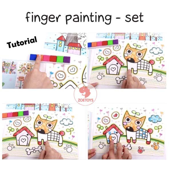 Zoetoys Finger Painting - Set | 6 ct. Washable Cat Tangan Perlengkapan Mewarnai Melukis dengan Jari Stamp | Non Toxic Colors | Mainan Edukasi Anak