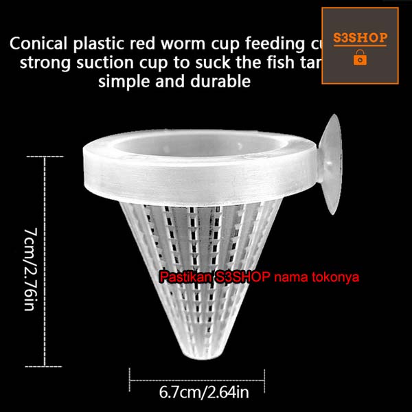Tempat Cacing Wadah Corong Tempel Aquarium Cacing Sutra Cone Cup Cacing Sutra