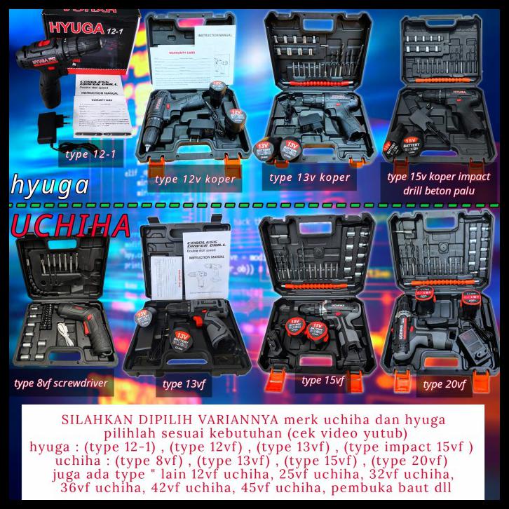 Mesin Bor Baterai 13V Japan Uciha Obeng Elektrik Cordless Drill - 8Vf Uchiha