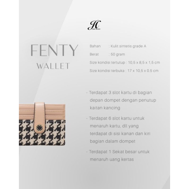 Fenty Wallet Dompet Wanita Original Jimshoney realpic cod dompet lipat kecil minimalis motif kotak