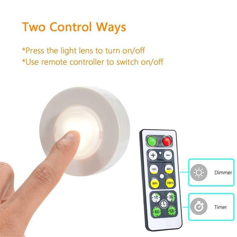 Lampu LED Lemari Downlight Night Lamp Dimmable Touch Sensor + Remote - YJ-904 - Warm White