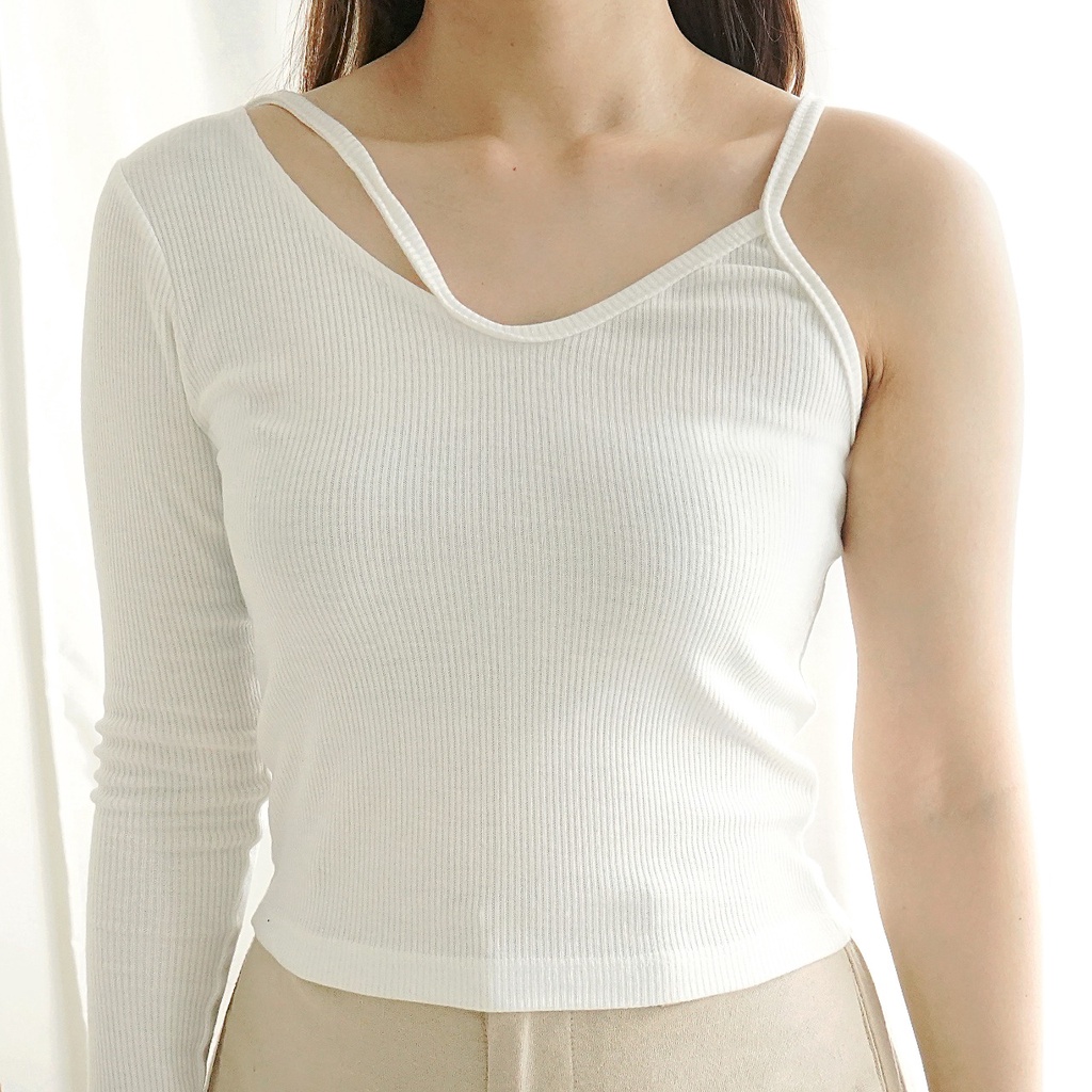 Korean Tank Crop Top One Longsleeve Wanita 192