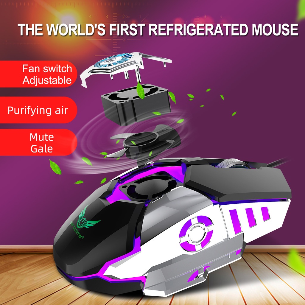 G22 Mouse Kabel Sensitif Anti Selip Dengan Kipas Pendingin 6400DPI Plug Play Mouse Gaming Untuk Desktop