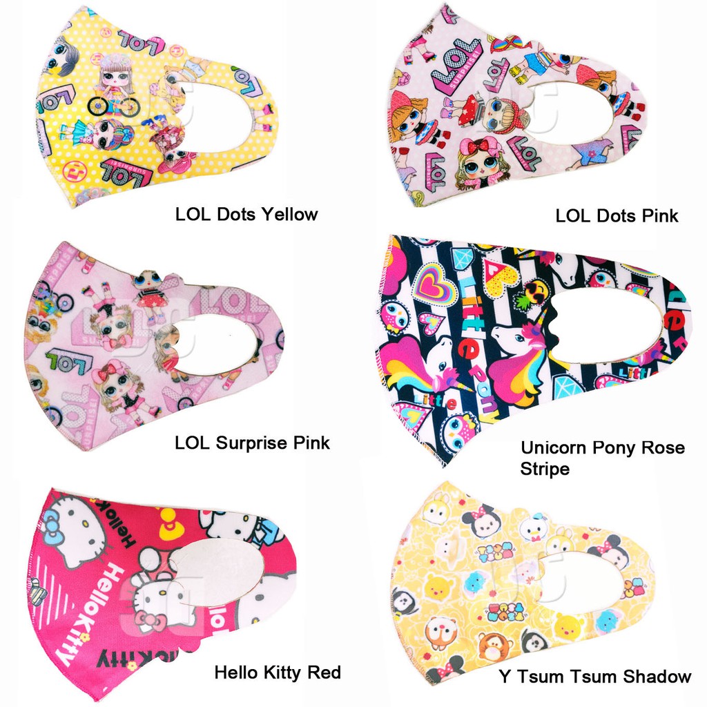 Masker Anak Scuba Premium LOL Dots Surprise Tsum tsum Unicorn Pony Hello Kitty (Bisa Pilih Motif)