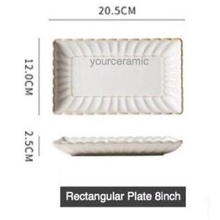 PIRING MAKAN KERAMIK CERAMIC PUTIH MILANO 4 VARIAN - Persegi 8inch