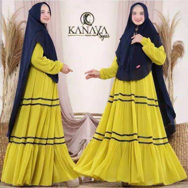 BAJU MUSLIM SYAR'I/BUSANA WANITA MUSLIMNs FC Najibah Gamis Syar'i asdf Putih Benhur Abu Toska