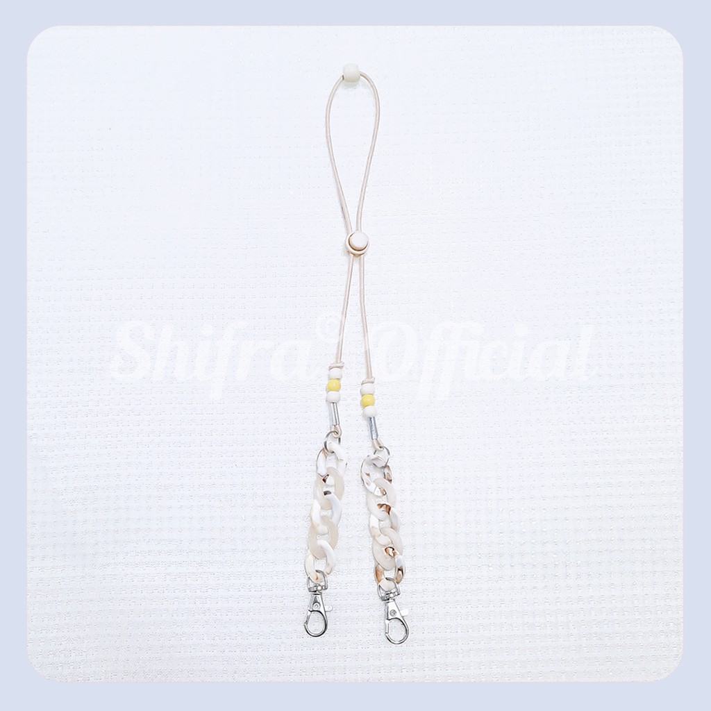 Shifra Tali Gantung Masker Leher Dengan Tali Karet Elastis Kombinasi Stopper Variasi Rantai Colorful