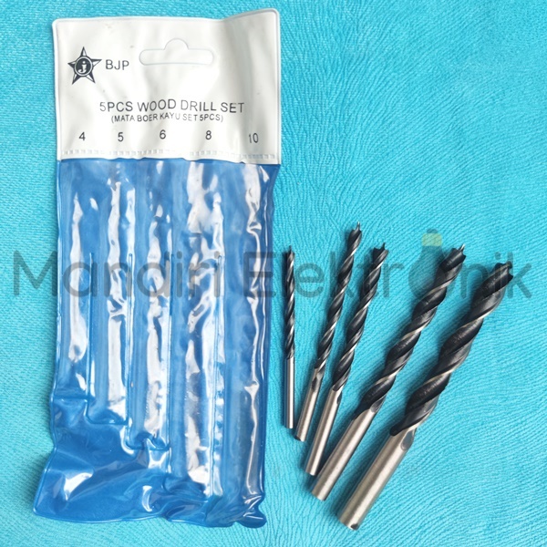 Mata Bor Kayu Set Wood Drill Set 5pcs 4mm 5mm 6mm 8mm 10mm