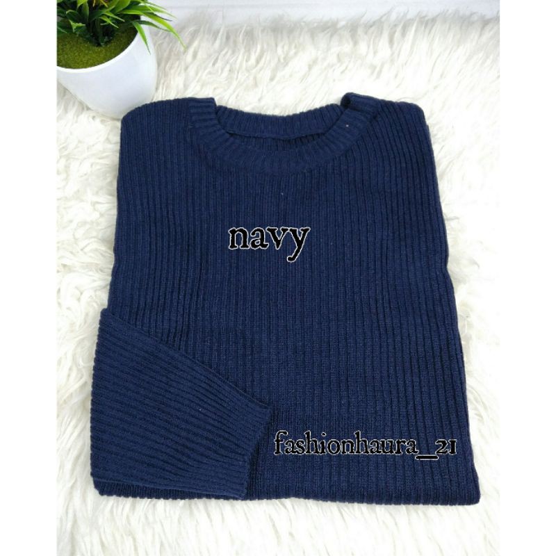 BEST SELLER BOXY ABG SWEATER RAJUT JUMBO WANITA OVERSIZE BAJU RAJUT POLOS HALUS ATASAN WANITA RAJUT PREMIUM-navy