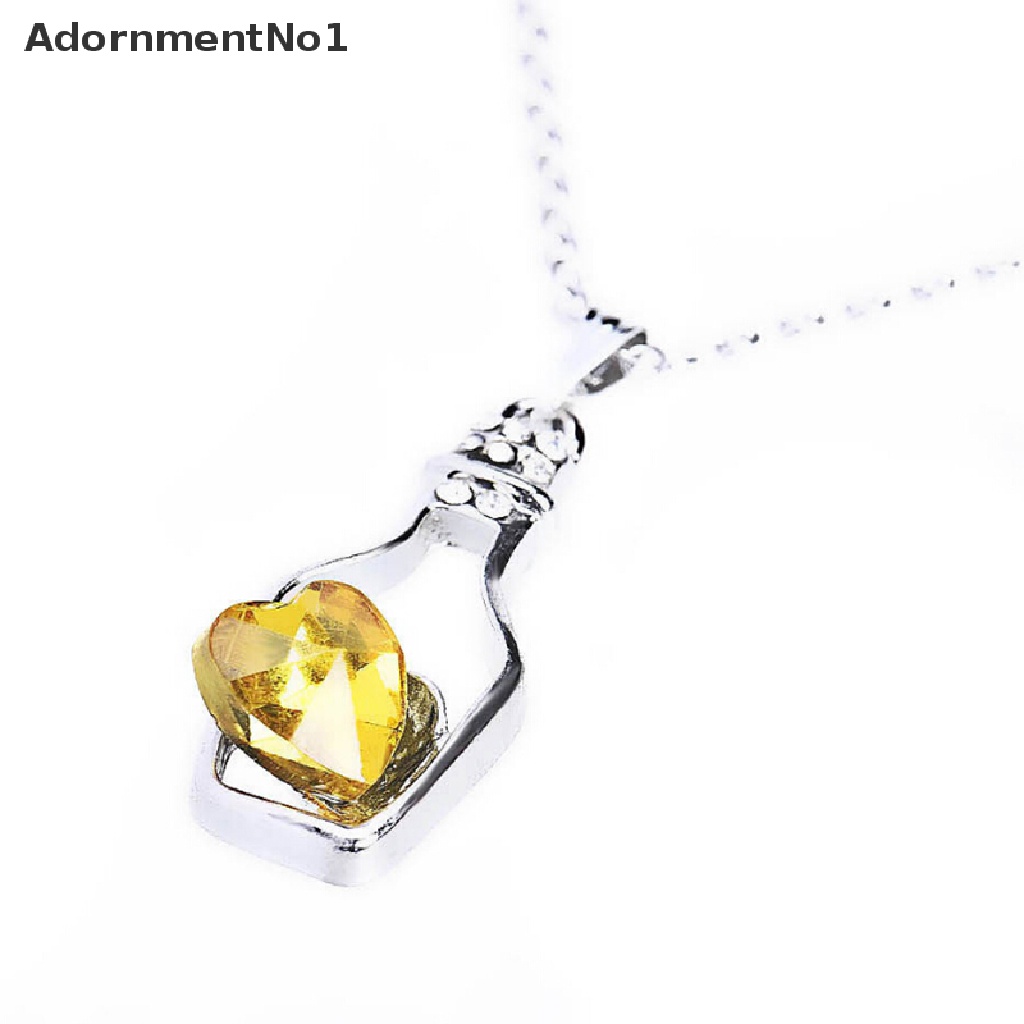 (AdornmentNo1) Kalung Rantai Dengan Liontin Botol Motif Hati Untuk Wanita