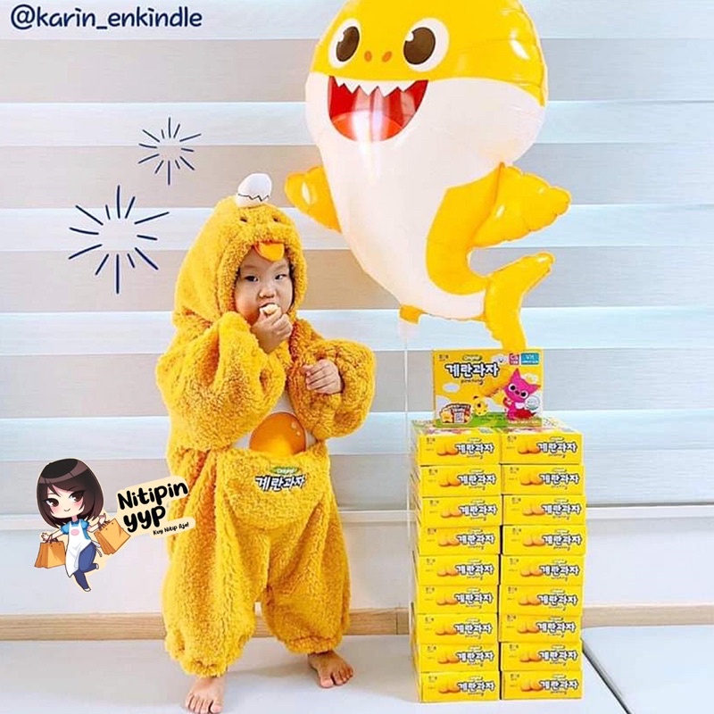 Korean HAITAI Original PINKFONG Egg Cookie With Calcium &amp; Vitamin For Kids - Korean PinkFong Baby Shark Egg Biscuit Snack Sehat Untuk Anak-Anak (70gr)