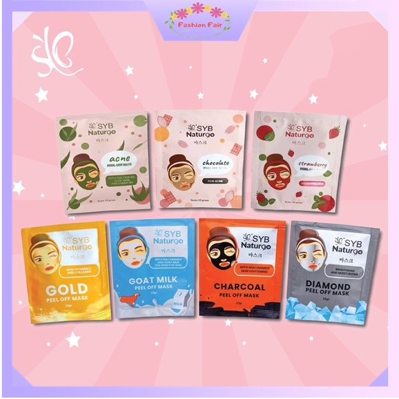 FASHION FAIR - SYB Naturgo Peel Off Mask 10g - SYB NATUR90 - Acne Chocolate Strawberry Gold Goat Milk Charcoal Diamond