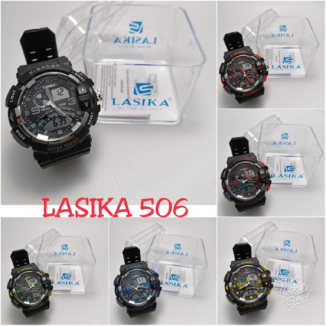 Jam Tangan LASIKA Double Time kode 506 Anti Air ada Lampu