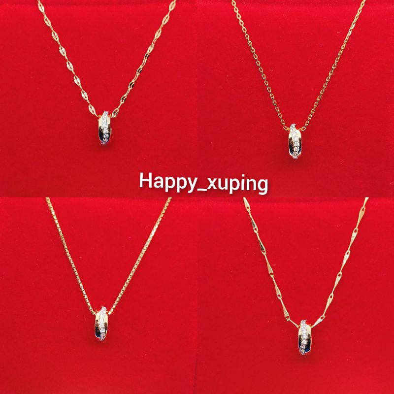 SET KALUNG XUPING ASLI TITANIUM FASHION KOREA LAPIS-EMAS MODEL LIONTIN SLOT RING MATA LISTRING XUPIN