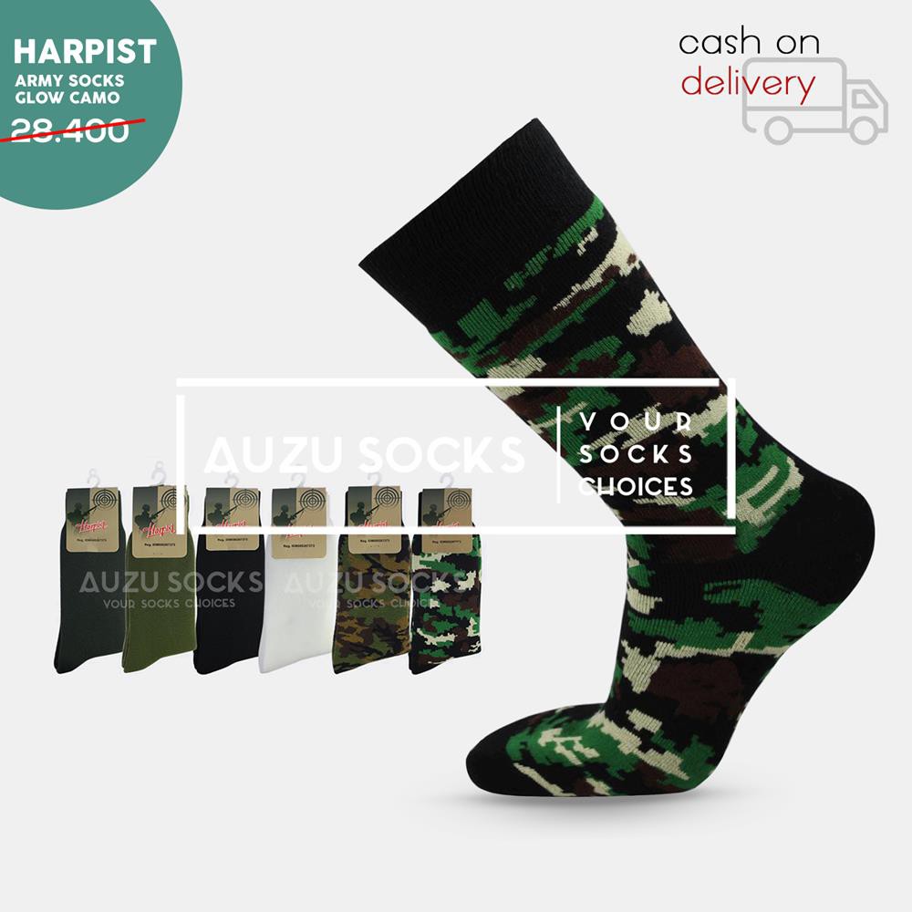 Kaos kaki tebal outdoor PDL tentara polisi militer hiking harpist - Hitam hijau kamuflase / loreng-Kamuflase hijau muda