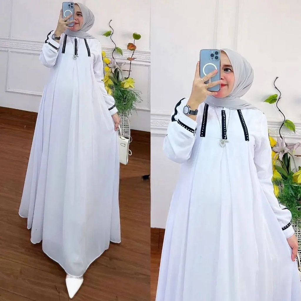 Baju dress wanita davira dress gamis terbaru 2024 model terbaru dress mewah bahan ceruty babydoll full puring gamis cantik modrn kekinian