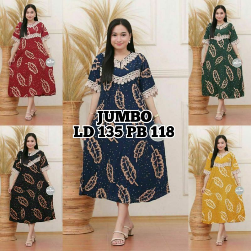Daster Arab Jumbo Motif Daun LD 135 cm Daster Viral