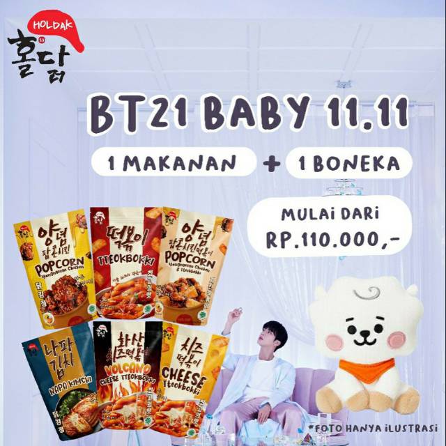 

Holdak BT21 Baby Doll Promo bundling 1 makanan 1 boneka
