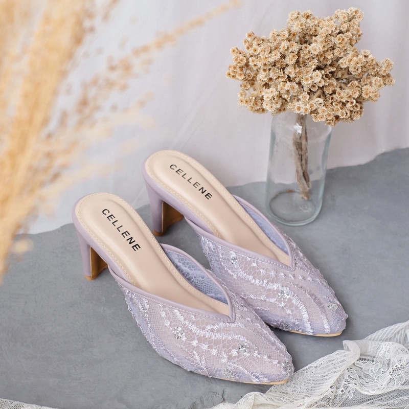 CELLENE Velo Lace Heels / brukat heels wanita 7cm wedding shoes