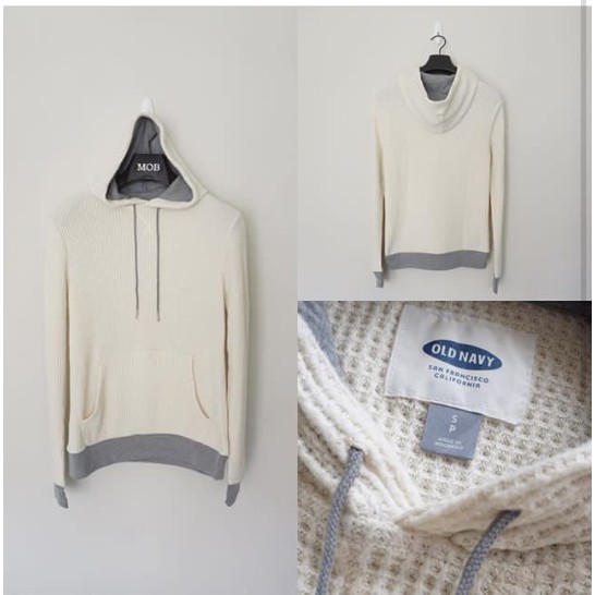 Old Navy Waffle Pullover Hoodie Broken White - Grey Size M, XL, XXL