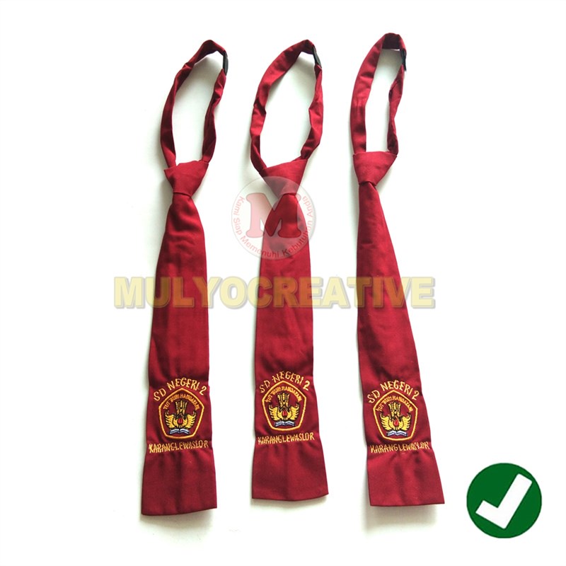 Dasi SD - Dasi Bordir Identitas Sekolah - Dasi SD Anak Cewe Warna Merah