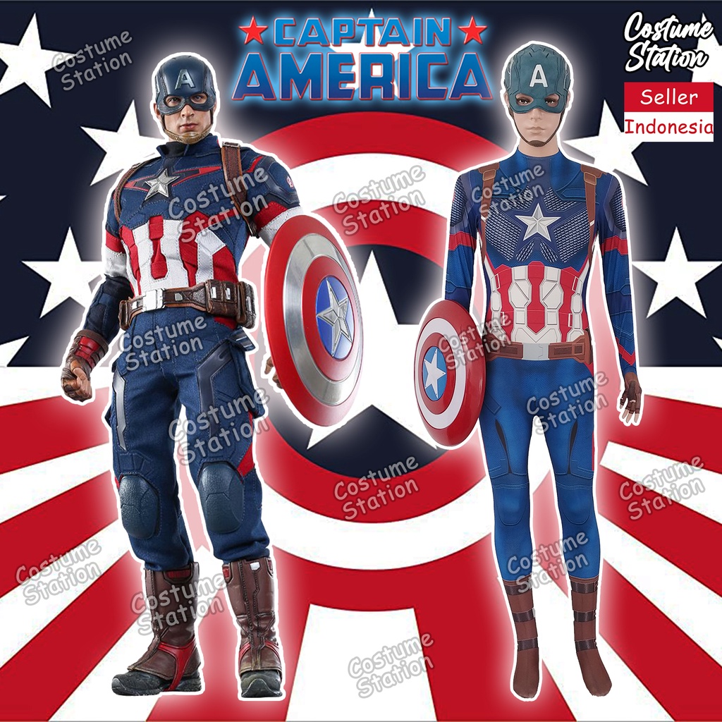 Kostum Captain America / Costume Superhero Marvel pria dewasa