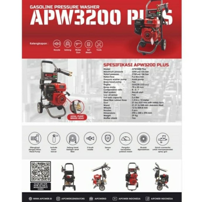 AiPower High Pressure jet cleaner APW 3200 mesin cuci 220 Bar APW3200