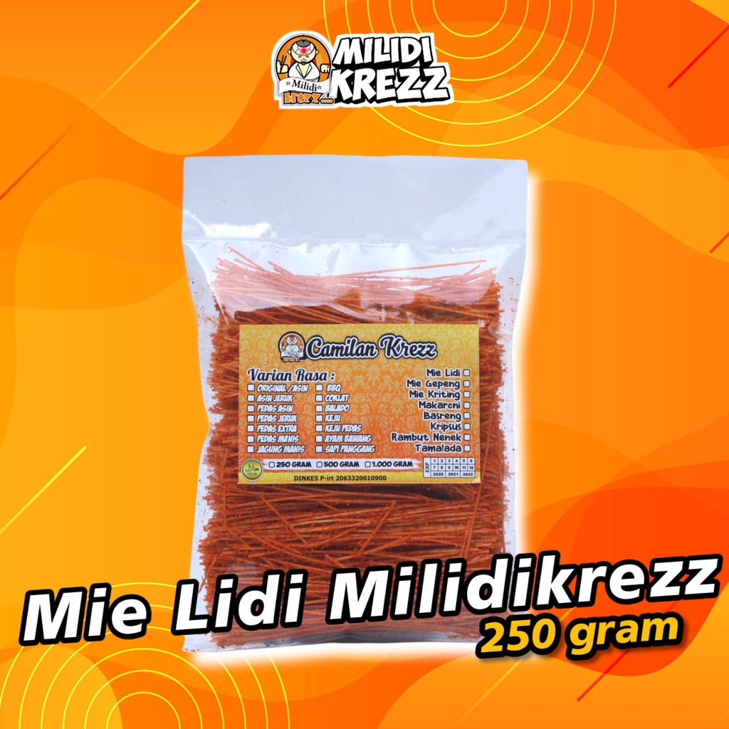 

Mie Lidi 250gr Cemilan Pedas MilidiKrezz