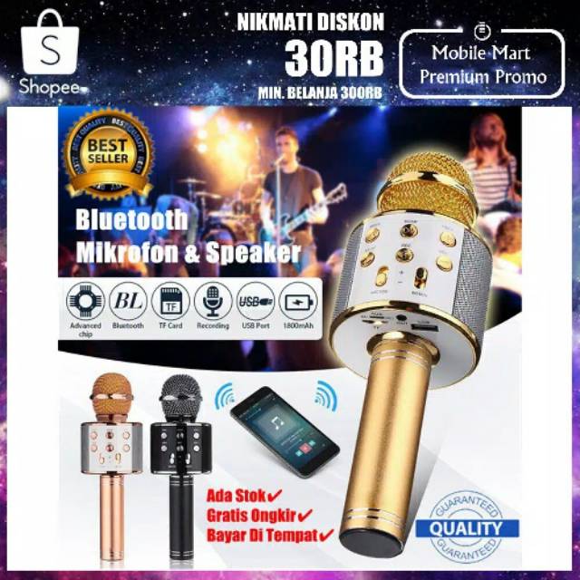 Jual Mic Original WS858 Portable Mik Wireless Microphone Bluetooth