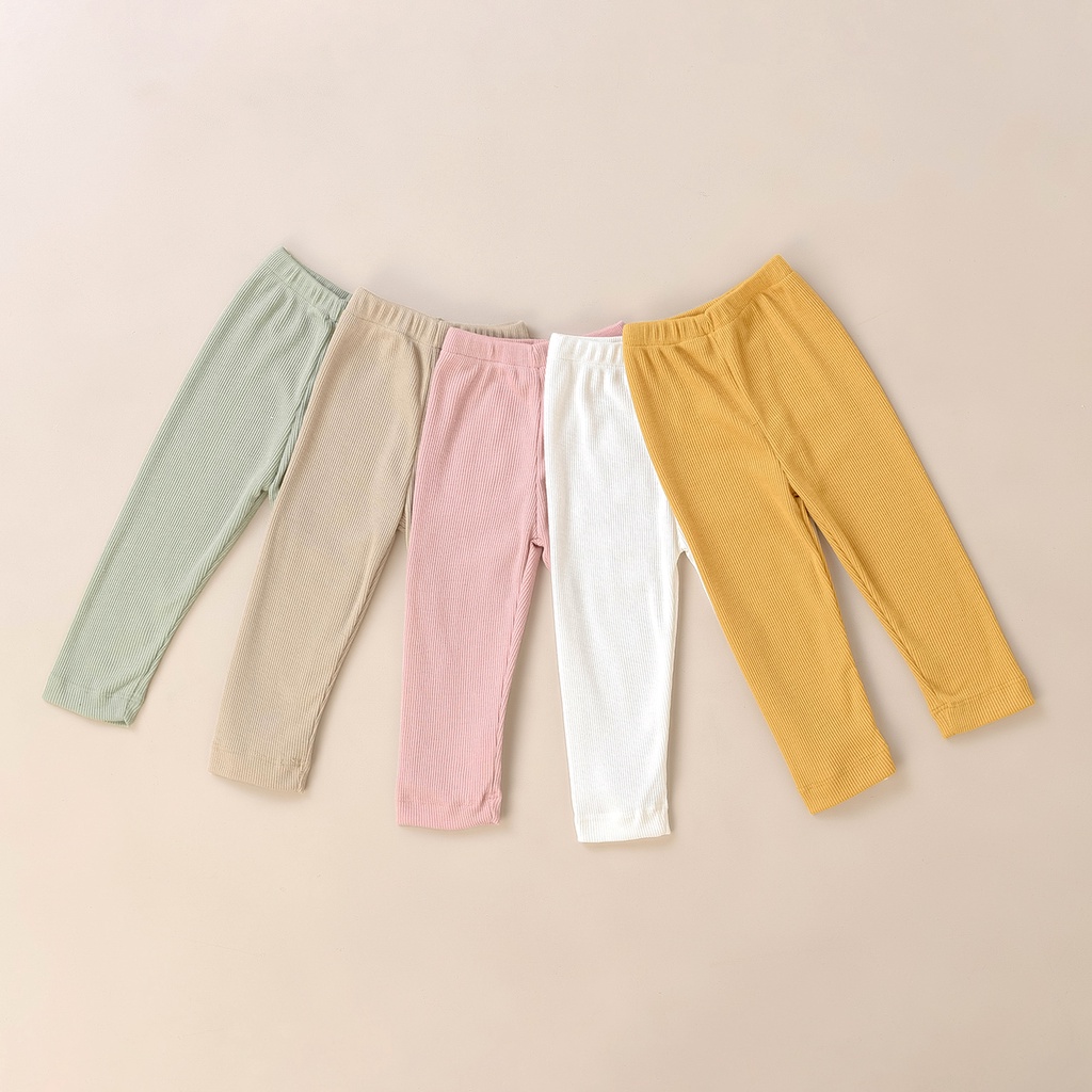 Labu Kids Legging - Celana Panjang Anak Bayi Balita Leggings Stocking Rib Basic Soft Ribbed Cotton Katun