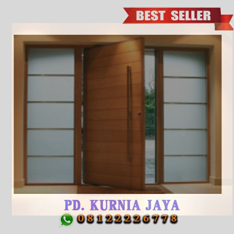 pintu Utama single kayu jati tua perhutani engsel pivot