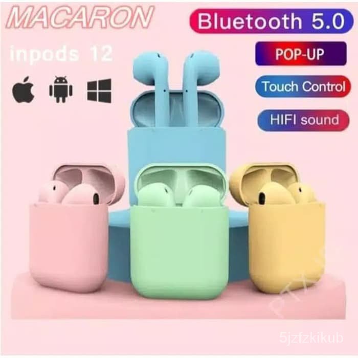 Bluetooth 5.0 Warna Macaron Earphone i12 TWS Super Bass Warna Macaron-ORIGINAL wWc9