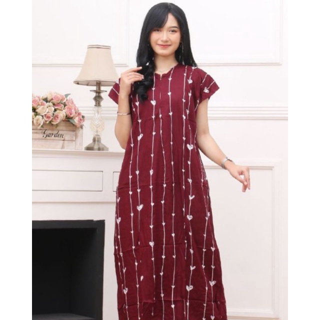 Daster Panjang Semata kaki Busui Kekinian Non Ruffle  AFERO STORE-LONG(LOVE MARUN)