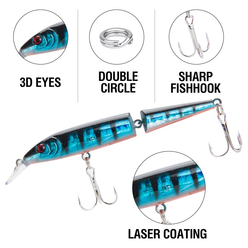 Alat Pancing 10cm/7.5g Umpan Pancing Buatan Minnow Lure Plastic Bait CrankBait Umpan Ikan Umpan Mancing Kail Pancing relix nusantara Umpan Pancing Umpan Mancing CrankSet 2-Segment Alat Pancing Murah