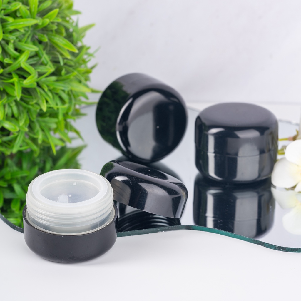 Pot Gaya Cream 9Gr Hitam Glosy Full Polos/Wadah/Kemasan Pot Kosong Kosmetik