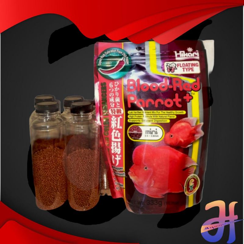 Hikari Blod Red Parrot repack 50 gram pakan pelet mencerahkan warna ikan Lohan, Parrot, Chana