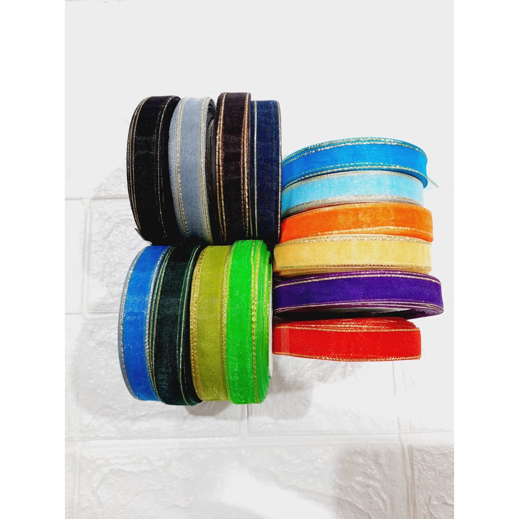 

Pita ORG Tepi Mas 1/2"/Pita kado/Pita Hias/Pita Kaca/Pita Dekor/Pita