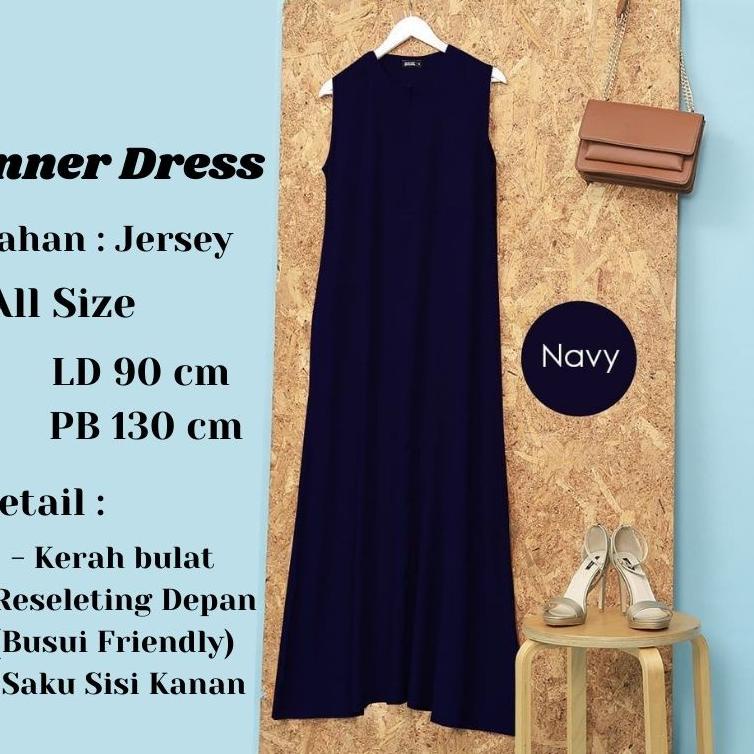 Flas Sale 2.2 Inner Dress Tanpa Lengan Manset Polos Inner Dress Hitam Inner Tanpa Lengan Inner Panja