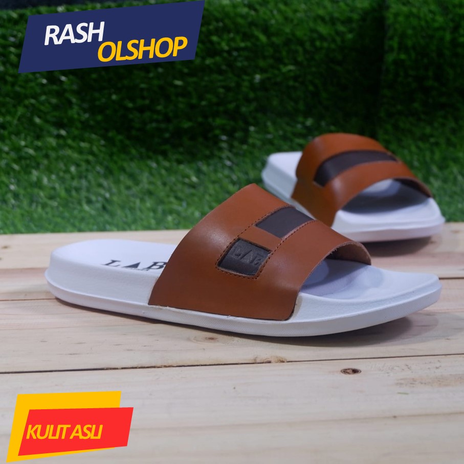 Sandal Slide pria Land Brother Original  Bahan Kulit asli sandal kasual slide pria terbaru